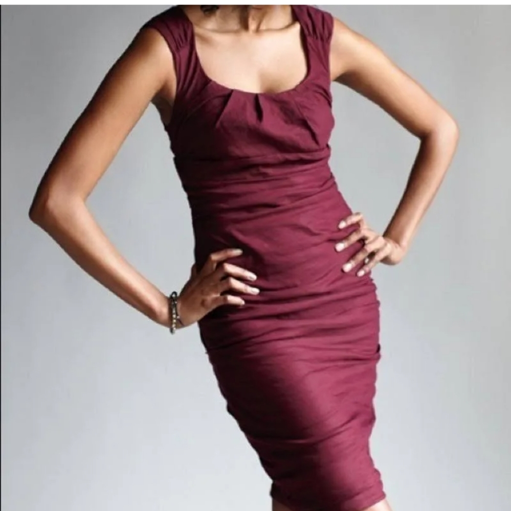 🌹Eileen Fisher wine ruched dress